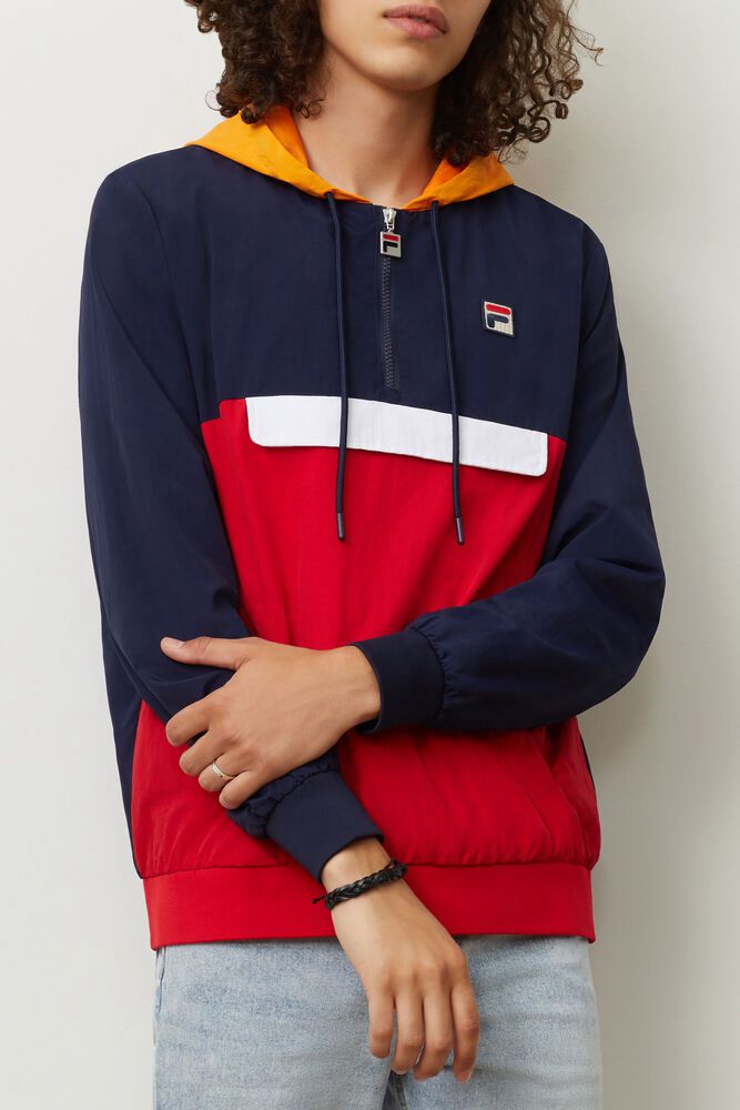 Fila Macker 2 Wind Navy/Red Jacket Mens - NZ 15468-BGAX